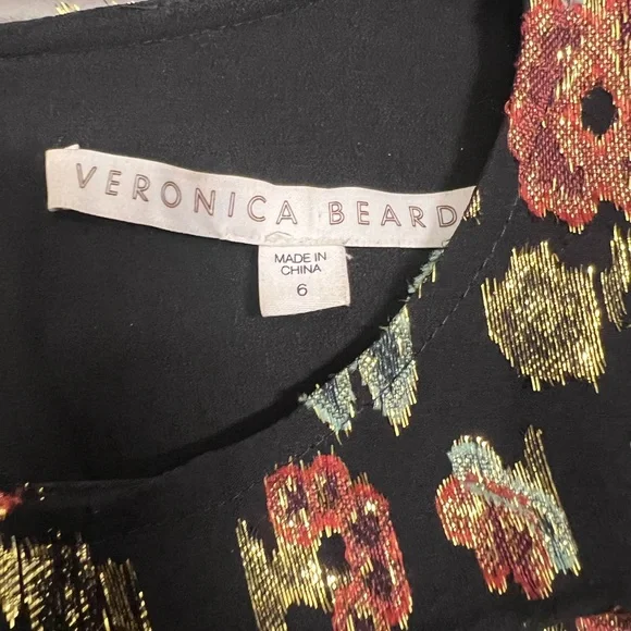 Veronica Beard Magg Floral Roses Ruched Silk Dress 6 - Picture 3 of 12